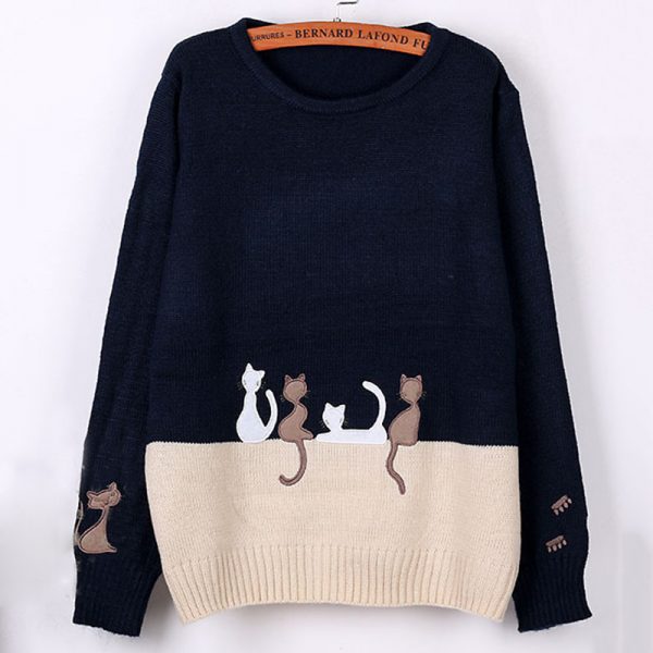 One Size Sweater Cat Embroidery - Image 5