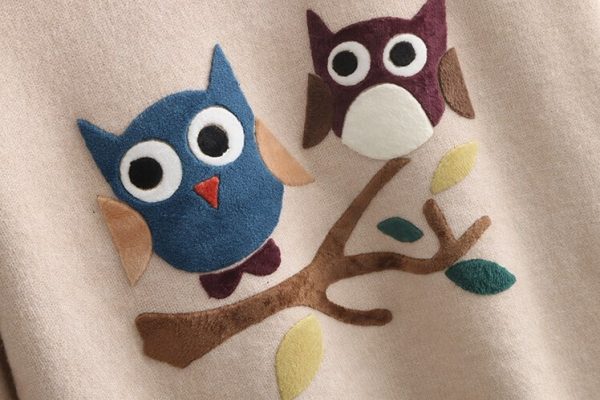 pullover owls design embroidery love owls gift