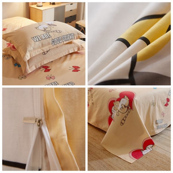 Funny cat yellow bed sheets for kids cat lover shop