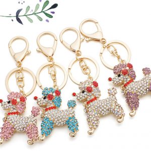 crystal poodle keyring gift