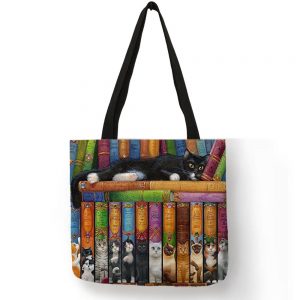 cat gifts for her tote handbag black cat