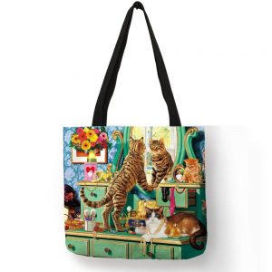 tote handbag cat print tote bag kittens cat presents for cat lovers