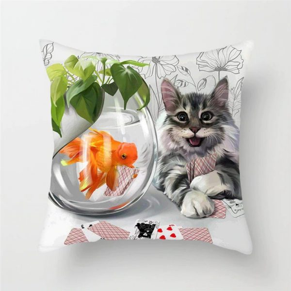 cat print pillow cover