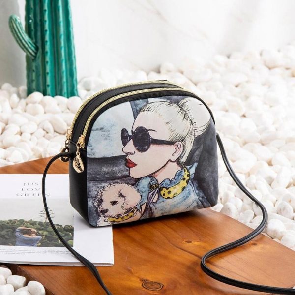 Shoulder Bag Elegant Lady with Dog - Image 5