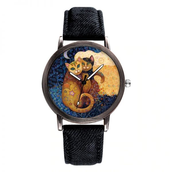 women wrist watch the kiss with cats