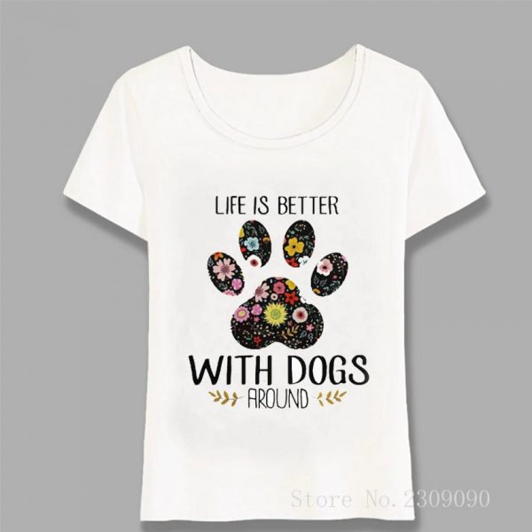 White t-shirt dog paw print