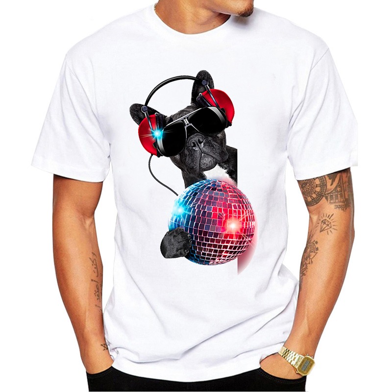 Men T-Shirt French Bulldog Disco Dog lover funny sexy cheap dog gifts