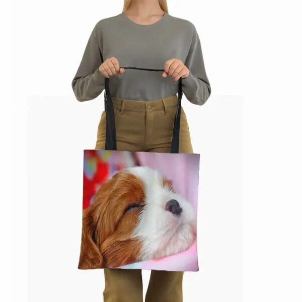 Cute-Cavalier-King-Charles-Spaniel-Dog-Shopping-Bag-Kawii-Spaniel-Puppy-Tote-Bag-Bookbag-Handbag-Large