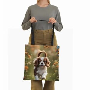 Cute-Cavalier-King-Charles-Spaniel-Dog-Shopping-Bag-Kawii-Spaniel-Puppy-Tote-Bag-Bookbag-Handbag-Large