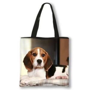 Cute-Dog-Beagle Print-Shoulder-Bag-Causal-Fashion-Totes-Bags-Women-Reusable-Canvas-Shopper-Bag