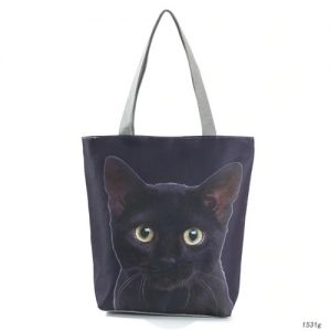 Female-Shopping-Bag-Cool-Cats-Print-Beach-Bags-Women-Canvas-Handbags-